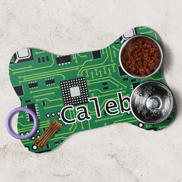 Circuit Board Dog Bone Shaped Mat Lifestyle