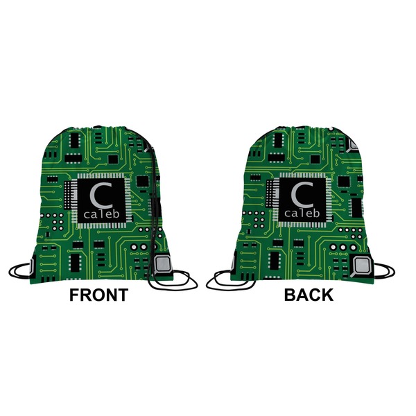 Circuit Board Drawstring Backpack Front & Back Small