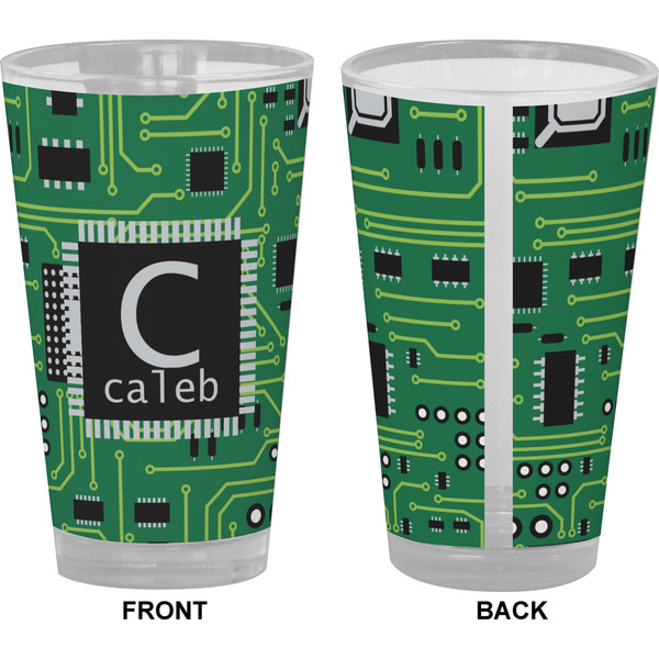 Circuit Board Pint Glass - Full Color - Front & Back Views