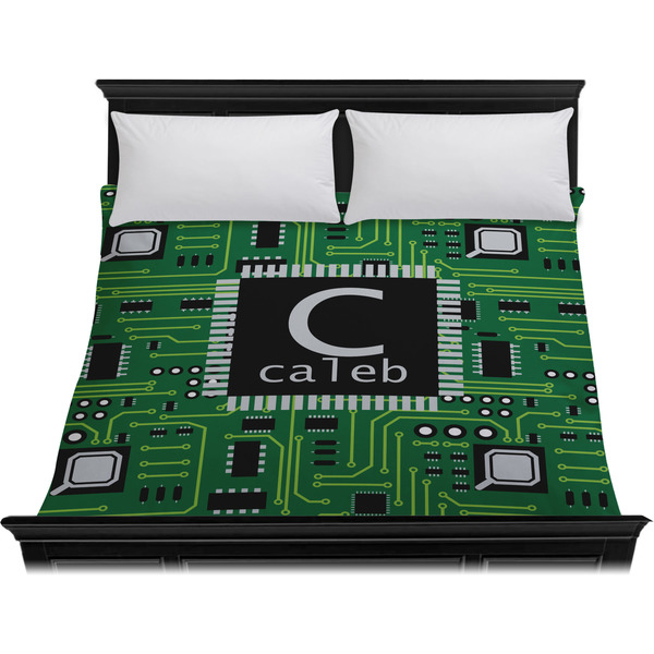 Circuit Board Duvet Cover - King - On Bed - No Prop