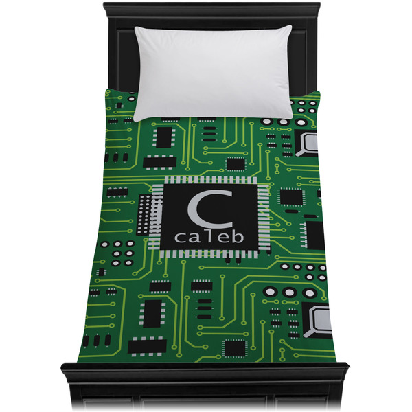 Circuit Board Duvet Cover - Twin XL - On Bed - No Prop