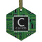 Circuit Board Frosted Glass Ornament - Hexagon
