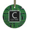 Circuit Board Frosted Glass Ornament - Round