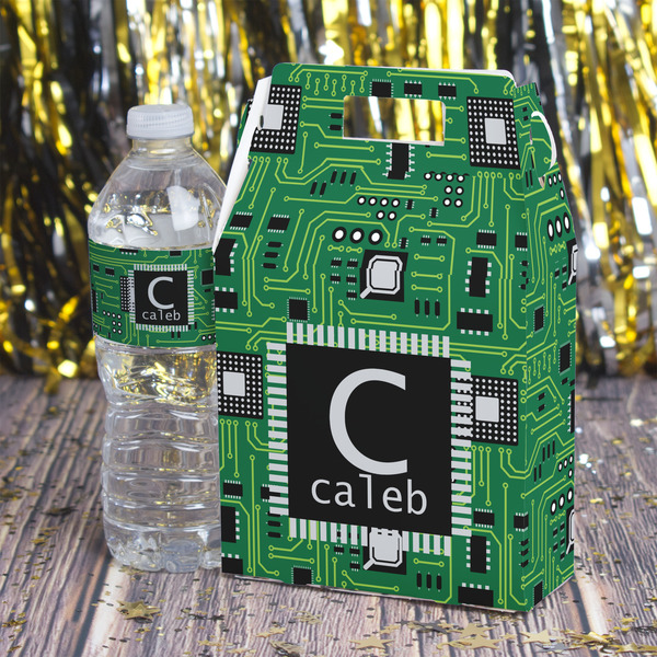 Circuit Board Gable Favor Box - In Context