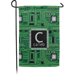 Circuit Board Small Garden Flag - Single Sided w/ Name and Initial
