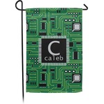 Circuit Board Small Garden Flag - Double Sided w/ Name and Initial