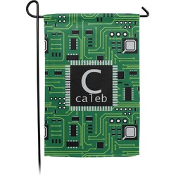 Circuit Board Small Garden Flag - Double Sided w/ Name and Initial