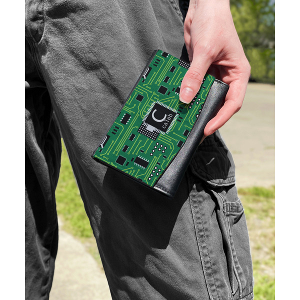 Circuit Board Genuine Leather Womens Wallet - In Context