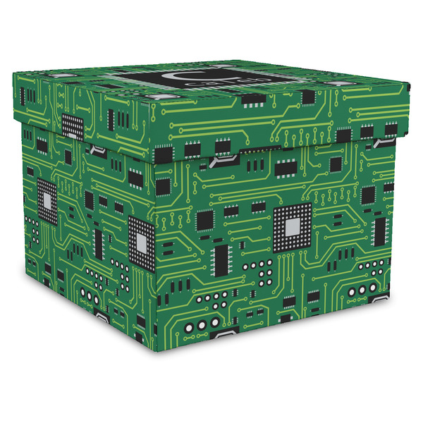Custom Circuit Board Gift Box with Lid - Canvas Wrapped - X-Large (Personalized)