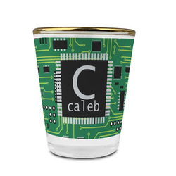 Circuit Board Glass Shot Glass - 1.5 oz - with Gold Rim - Set of 4 (Personalized)