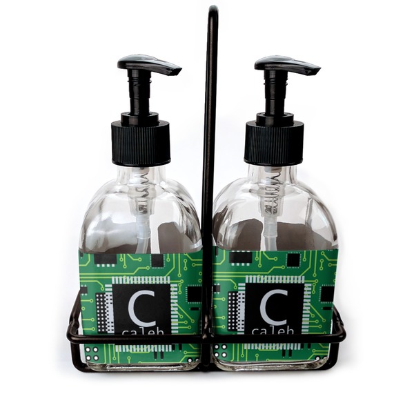 Custom Circuit Board Glass Soap & Lotion Bottle Set (Personalized)