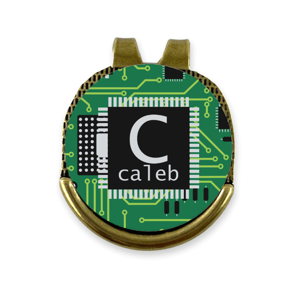 Custom Circuit Board Golf Ball Marker - Hat Clip - Gold