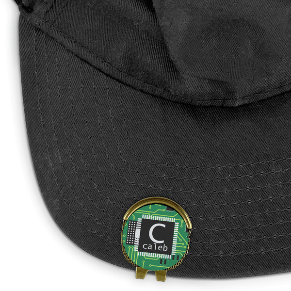 Circuit Board Golf Ball Marker Hat Clip - Main - GOLD