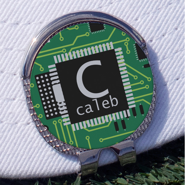 Custom Circuit Board Golf Ball Marker - Hat Clip