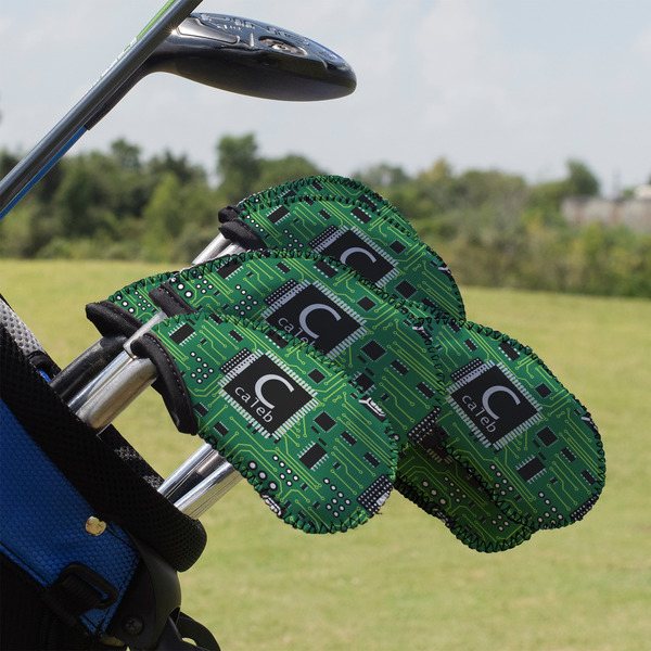 Custom Circuit Board Golf Club Iron Cover - Set of 9 (Personalized)