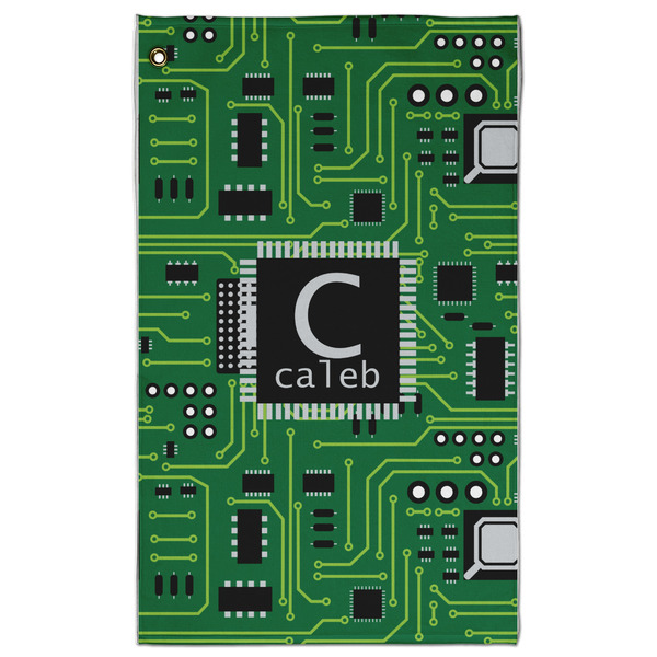 Custom Circuit Board Golf Towel - Poly-Cotton Blend w/ Name and Initial