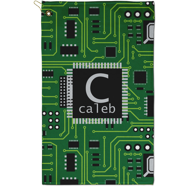 Custom Circuit Board Golf Towel - Poly-Cotton Blend - Small w/ Name and Initial