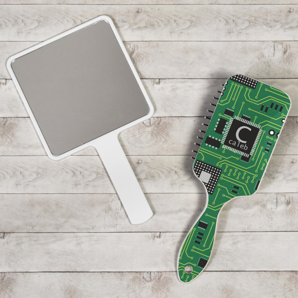 Circuit Board Hair Brush - In Context