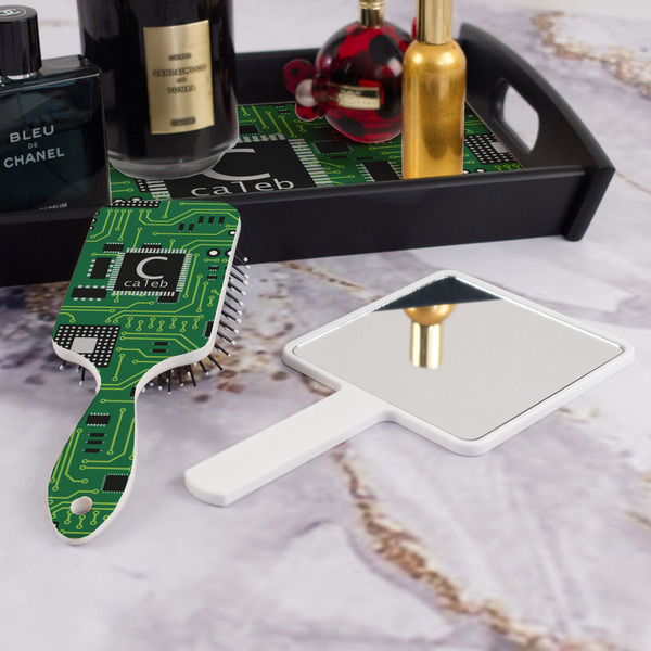 Circuit Board Hair Brush - With Hand Mirror