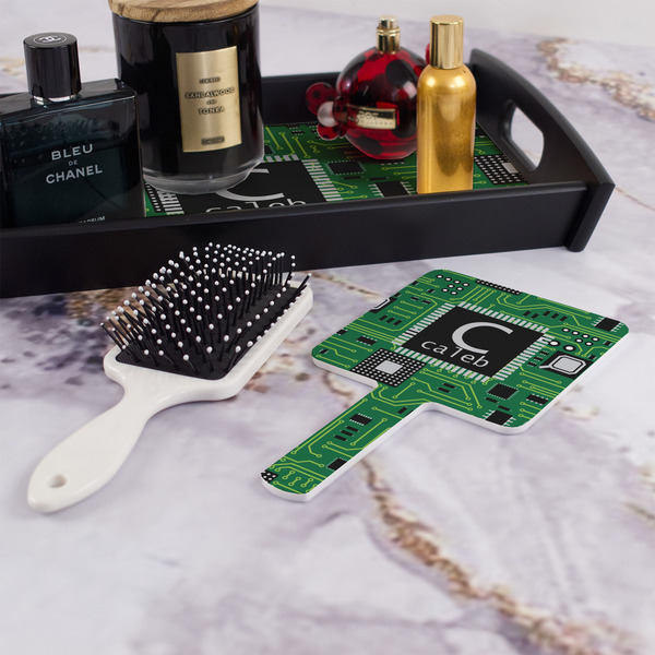 Circuit Board Hand Mirror - With Hair Brush