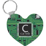 Circuit Board Heart Plastic Keychain w/ Name and Initial