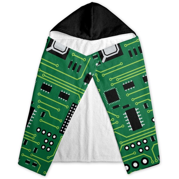 Circuit Board Hooded Towel - Folded