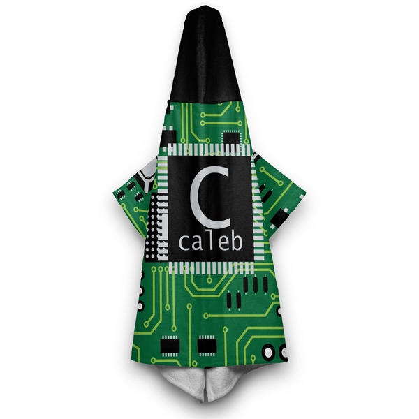 Circuit Board Hooded Towel - Hanging