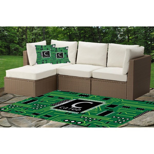 Circuit Board Outdoor Mat & Cushions