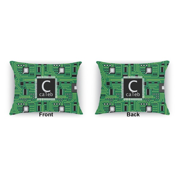 Circuit Board  Indoor Rectangular Burlap Pillow (Front and Back)