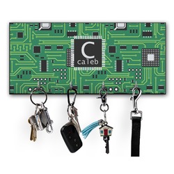 Circuit Board Key Hanger w/ 4 Hooks w/ Name and Initial