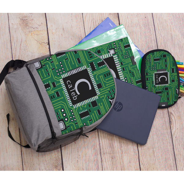 Circuit Board Large Backpack - Gray - With Stuff