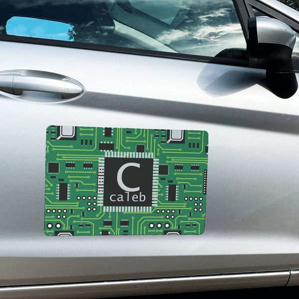 Circuit Board Large Rectangle Car Magnets- In Context
