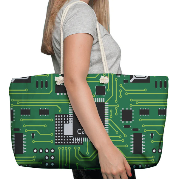 Circuit Board Large Rope Tote Bag - In Context View