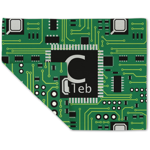 Custom Circuit Board Double-Sided Linen Placemat - Single w/ Name and Initial