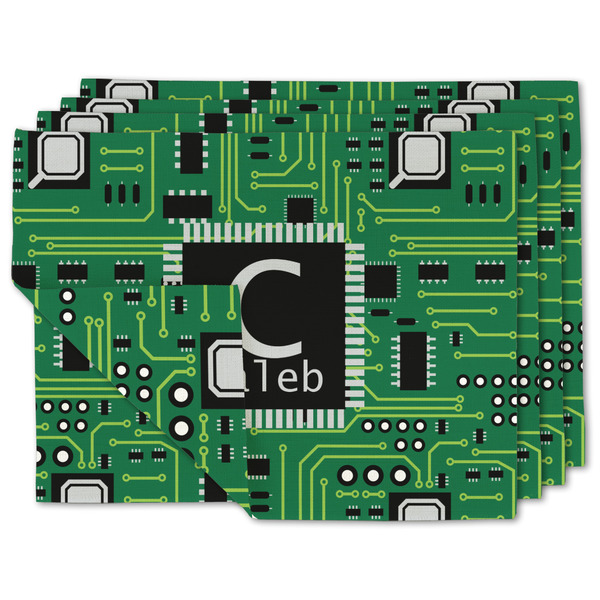 Custom Circuit Board Linen Placemat w/ Name and Initial