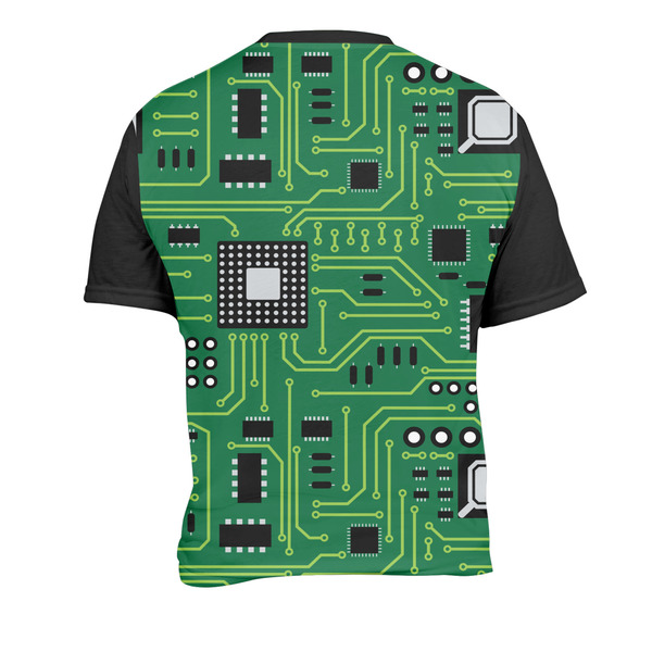 Circuit Board Men's Crew Neck T Shirt Medium - Back
