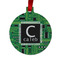Circuit Board Metal Ball Ornament - Double Sided w/ Name and Initial