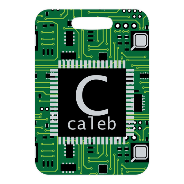 Circuit Board Metal Luggage Tag - Front Without Strap