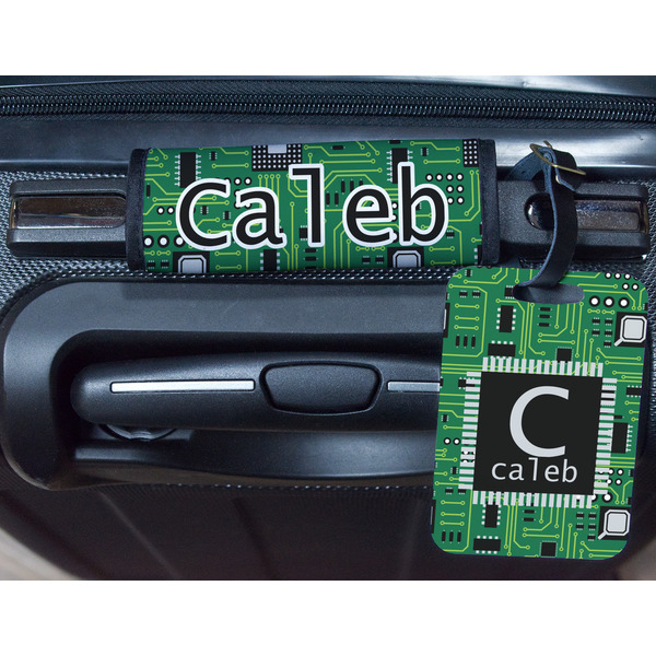 Circuit Board Metal Luggage Tag & Handle Wrap - In Context