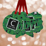 Circuit Board Metal Ornaments - Double Sided w/ Name and Initial