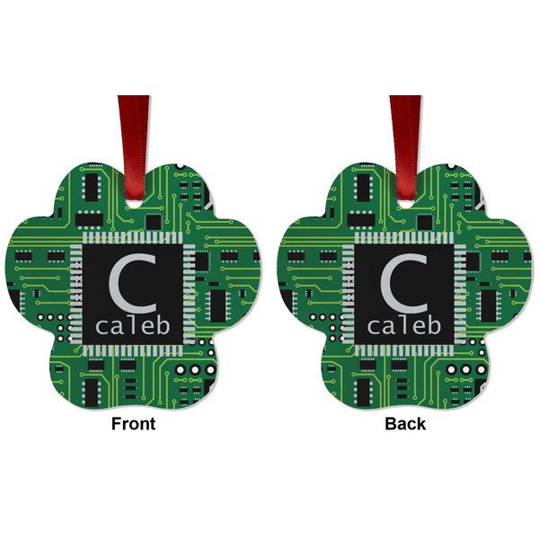 Circuit Board Metal Paw Ornament - Front and Back