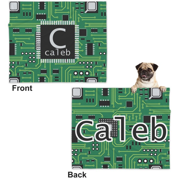 Circuit Board Microfleece Dog Blanket - Large- Front & Back