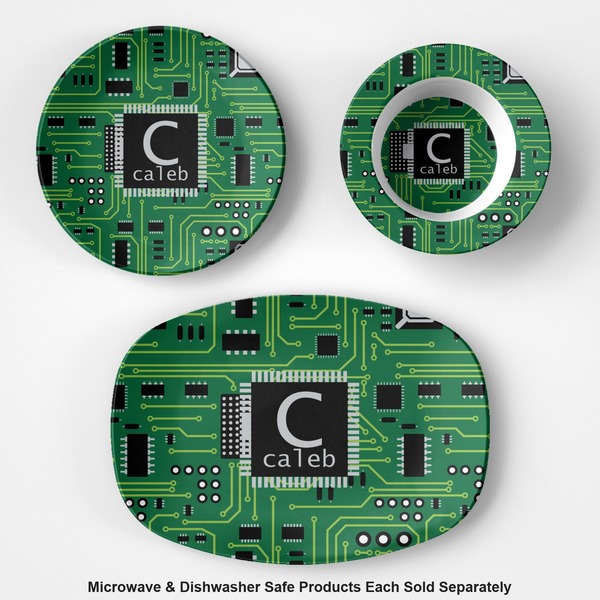 Circuit Board Microwave & Dishwasher Safe CP Plastic Dishware - Group