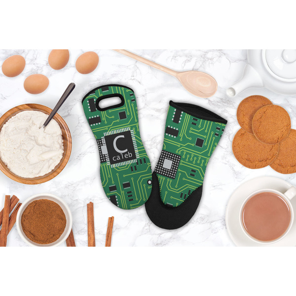 Circuit Board Neoprene Oven Mitt - Lifestyle Image