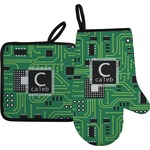 Circuit Board Oven Mitt & Pot Holder Set w/ Name and Initial