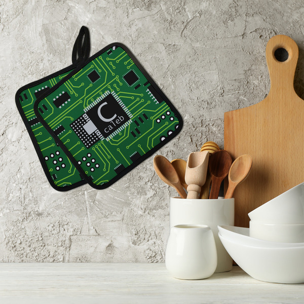 Circuit Board Neoprene Pot Holder - Set of 2  LIFESTYLE