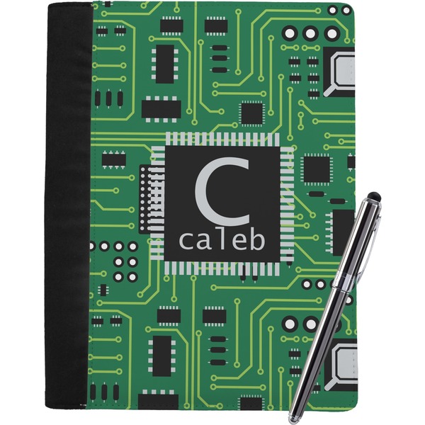 Custom Circuit Board Notebook Padfolio - Large w/ Name and Initial