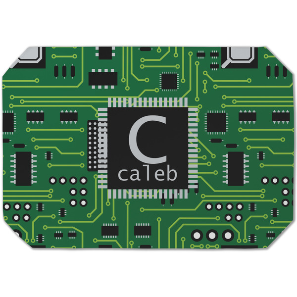 Custom Circuit Board Dining Table Mat - Octagon (Single-Sided) w/ Name and Initial