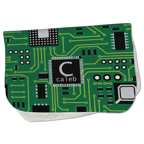 Custom Circuit Board Burp Cloth - Fleece w/ Name and Initial
