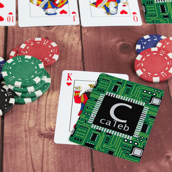 Circuit Board On Table with Poker Chips